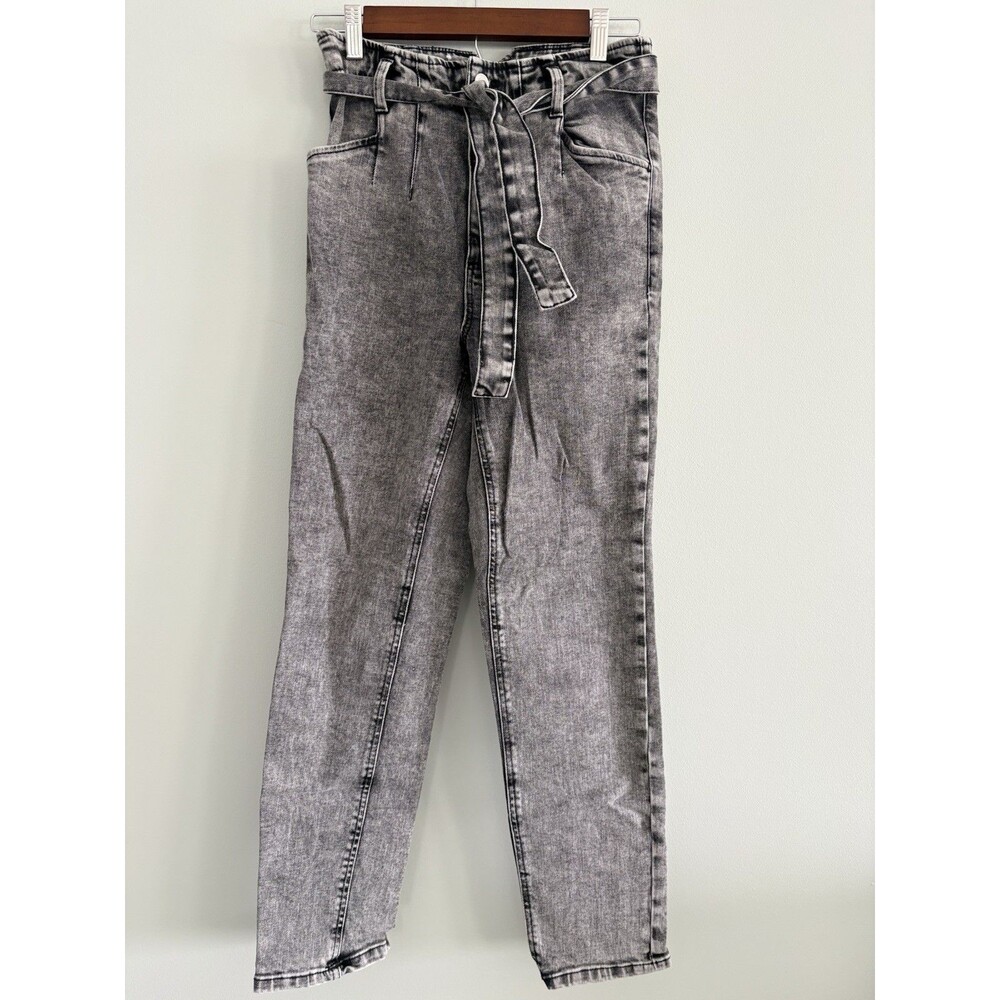 Dynamite Jeans Black Acid Washed Tie Belt Hi Waist Womens Size 27